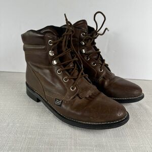VTG Justin Basics Brown Kiltie Distressed Chore Work Boots‎ Women’s Sz 7.5B